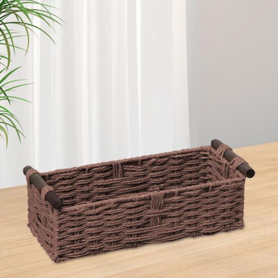 Yousheng Rectangular Storage Basket with Handle Large Capacity Multipurpose Handmade Decorative Braided Basket Decoration