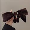 Large Velvet Ribbon Chouchou Adults Black Hair Accessory Tie (blackbrown)