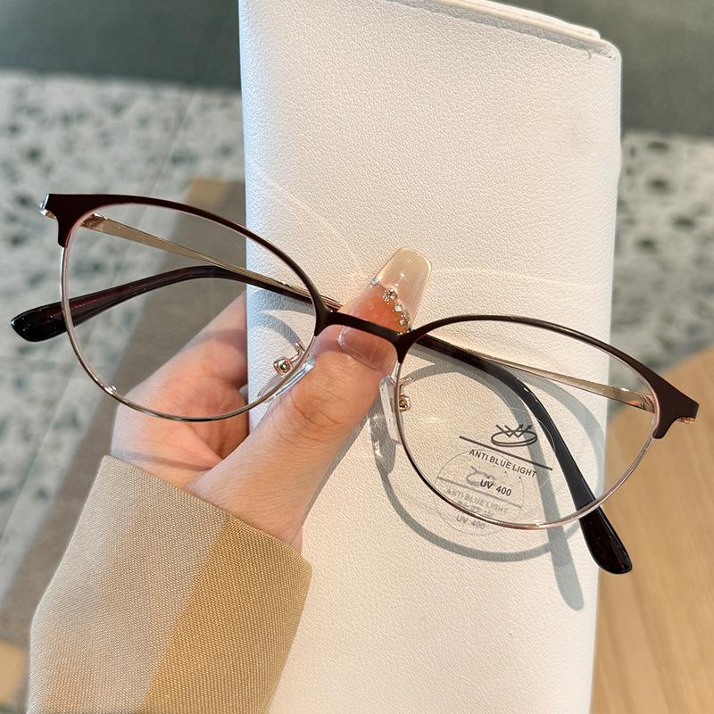 New Ultra Light Women's Plain Cat Eye Frame Ladies' Style Can Be Paired With High Height Glasses Frame Myopia Glasses 9015