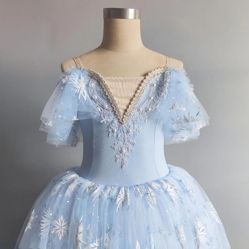 Pink Blue Ballet Dress Girls Performance Clothes Long Romantic Ballet Tutu Swan Ballerine Children Fairy Ballet Costume