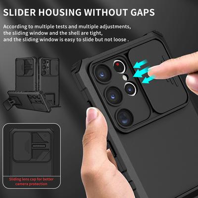 For Samsung Galaxy S23 Ultra Case Slide Camera Protect Armor Phone Case For Samsung S 23 Ultra S23 + Plus Kickstand Back Cover