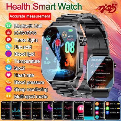 2025 New Health Management Smartwatch Men ECG+PPG Blood Lipid Uric Acid Fitness Track Bluetooth Call Smart Watch