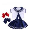 Japanese Anime Lovely Kids Girls Sailor Navy Cosplay Bowknot Dress Kawaii Lolita School Uniform Children Halloween Party Costume