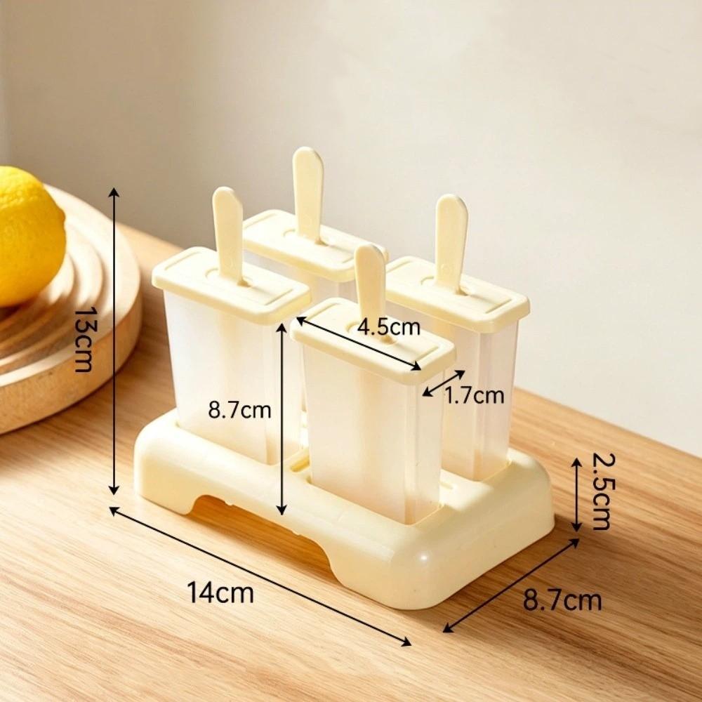 

Creative Design Ice Cream Popsicle Mold Reusable Popsicle Mold Cube Tray Kitchen Use Yellow-4Grids