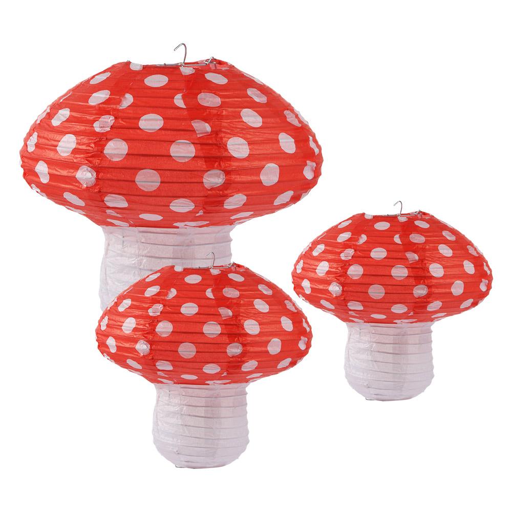 Birthday Party Baby Shower Wonderland Theme Backdrop Jungle 3D Hanging Decorations Paper Lanterns Party Supplies Mushroom