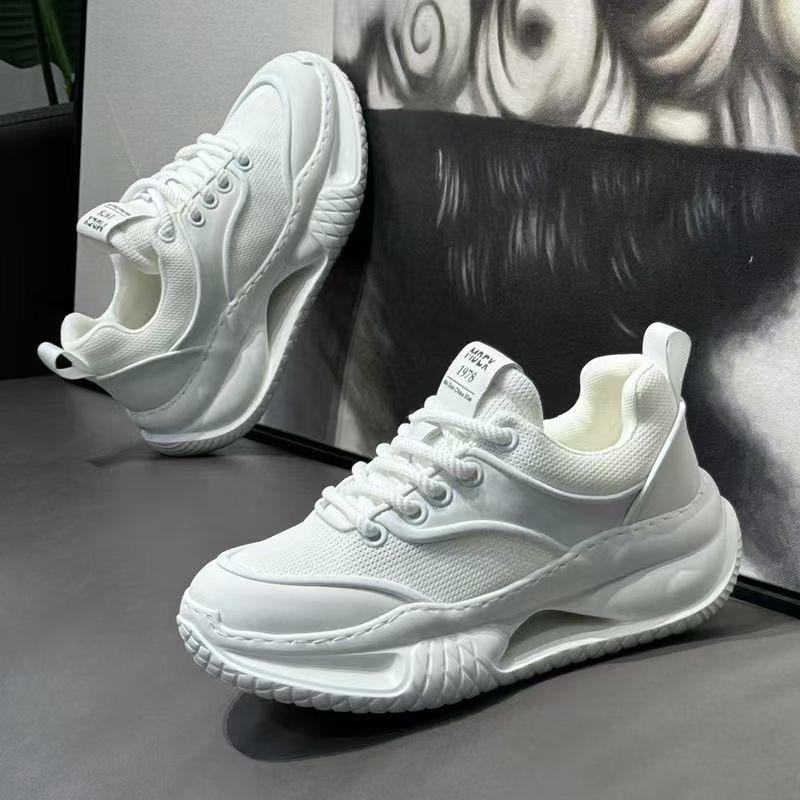 Men's Shoes Spring and Summer New Mesh Leather Breathable Casual Shoes Platform Sports Shoes Tide
