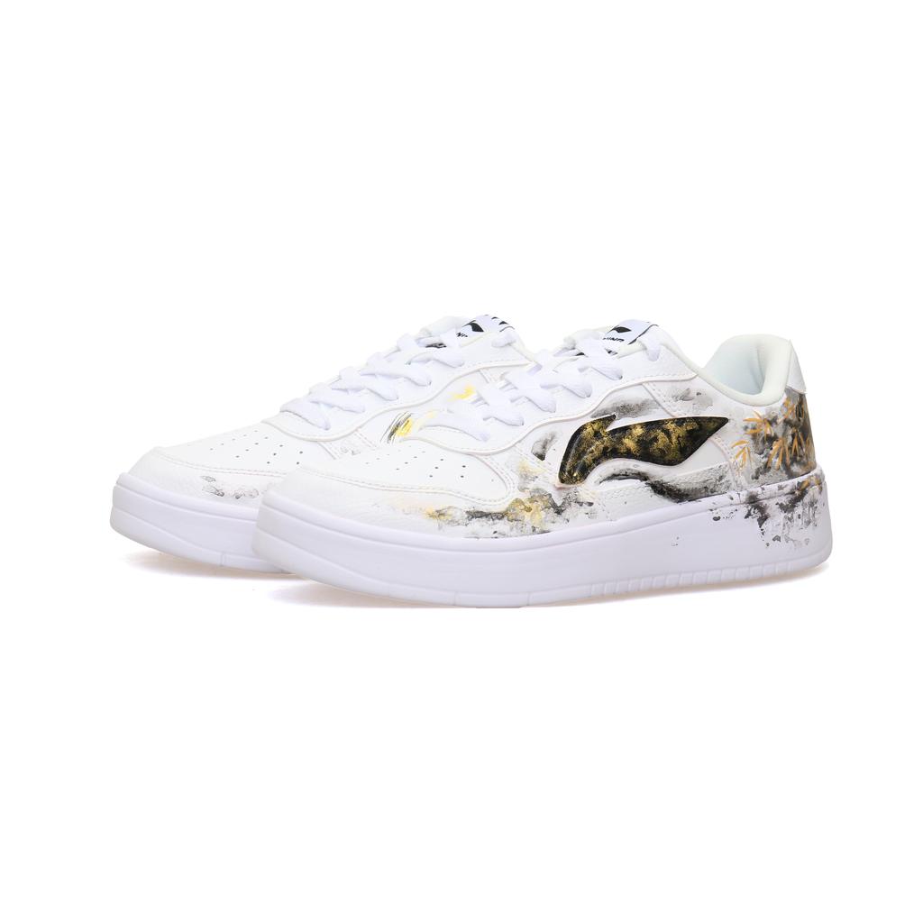 Li Ning Slip Resistant Cushioning Abrasion Resistant Low Top Skateboard Shoes Unisex White Black Gold AGCS419-1(Team303-)