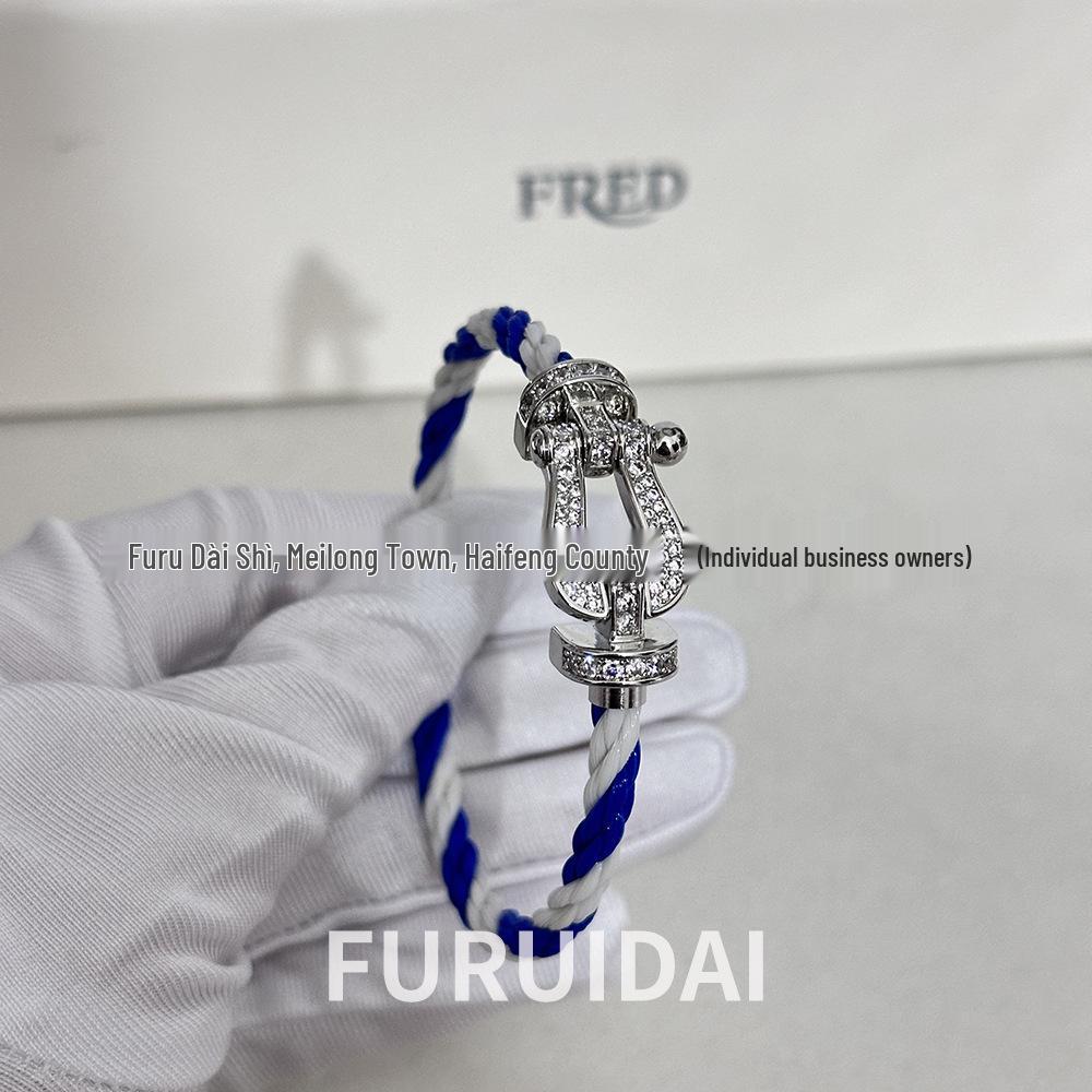 Bracciale Unisex Fei Family in Oro 18K Placcato, Ferro di Cavallo e Nodo Cinese Intrecciato, Bicolore in Nylon
