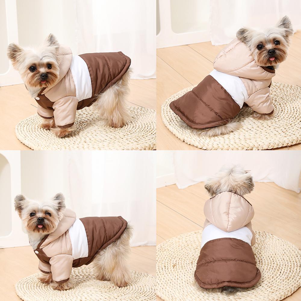Winter Autumn Dog Hoodies Clothes Windproof Soft Padded Vest Jacket for Small Medium Dogs Cats Pug Yorkshire Puppy Button Outfit