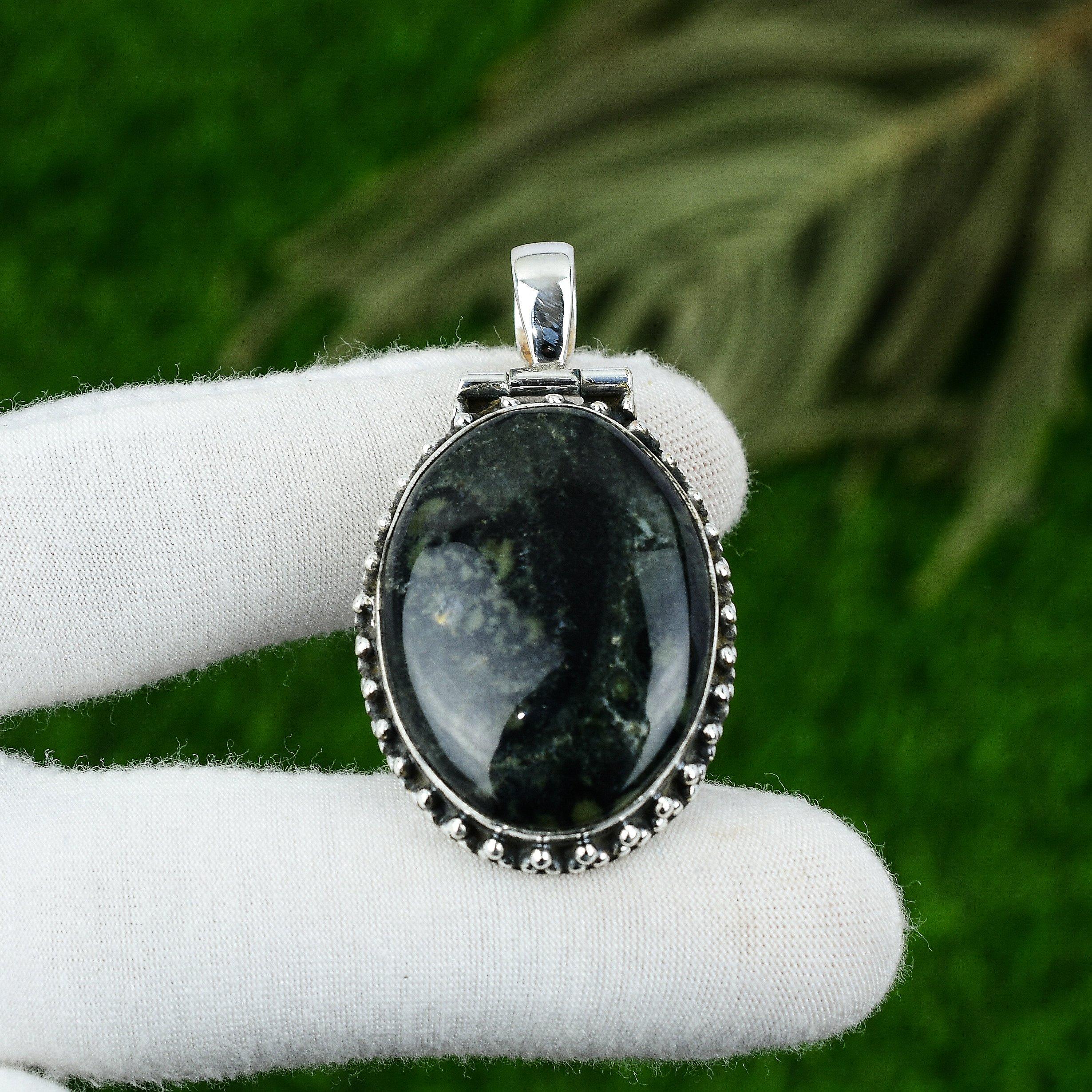 

925 Sterling Silver Oval Kambaba Jasper Gemstone Daughter Bezel Elegant Pendant