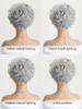 Syntetisk Dam Silvergrå 10 tum Lockig Kort Peruk Mjuk Värmetålig Naturlig Peruk med Lugg
