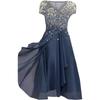 Women Summer V-neck Short Sleeve Swing Dress Evening Cocktail Party Midi Gown Plus Size