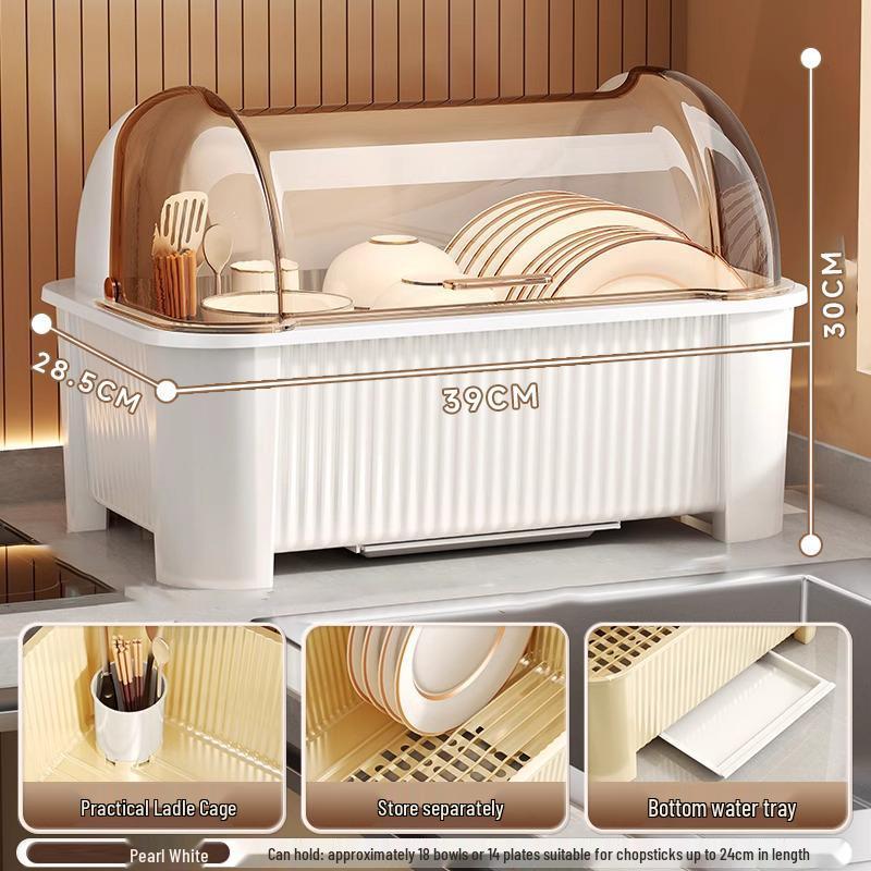 Multi-functional Kitchen Storage Rack with Lid for Bowls & Chopsticks