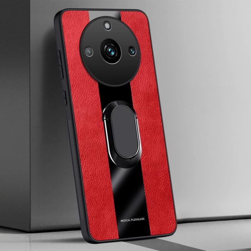 

Кожаный чехол с держателем-кольцом для Realme 11 Pro Plus Обложка Роскошный Магнитный Силиконовый Защитный Чехол для Телефона для Realme 11 5G Realme11 Realme 11 Pro Plus красный
