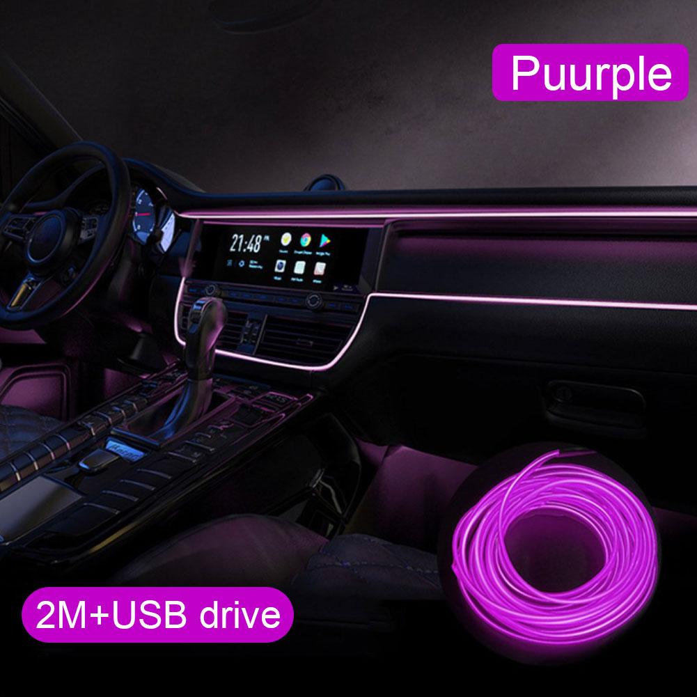 LED Car Light Lamp Flexible Auto Interior Decorative Atmosphere Wire Strip Cold LED Light