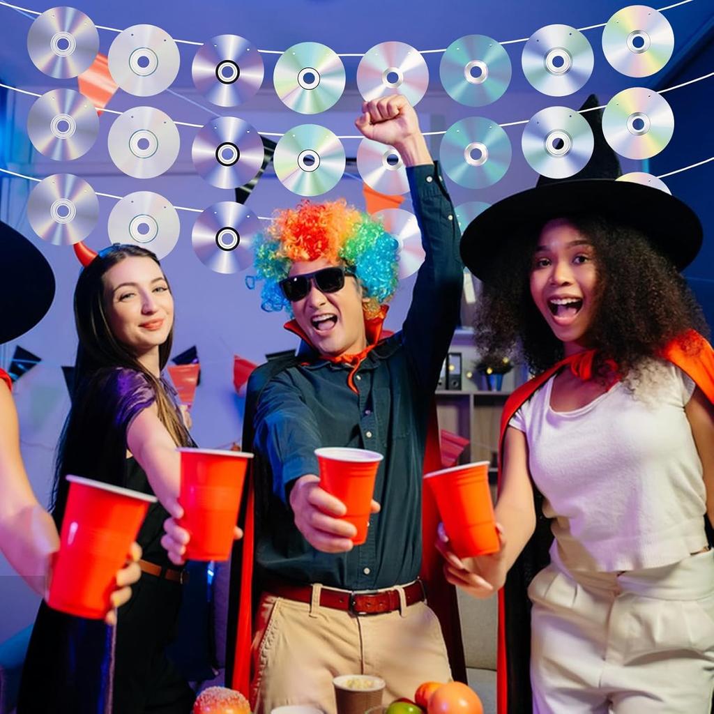 3PCS 90s Party Banner, Pre-Strung Retro CD Music Theme Party Banner Garland Decorations for 1990s 2000s Y2k Birthday Party Supplies