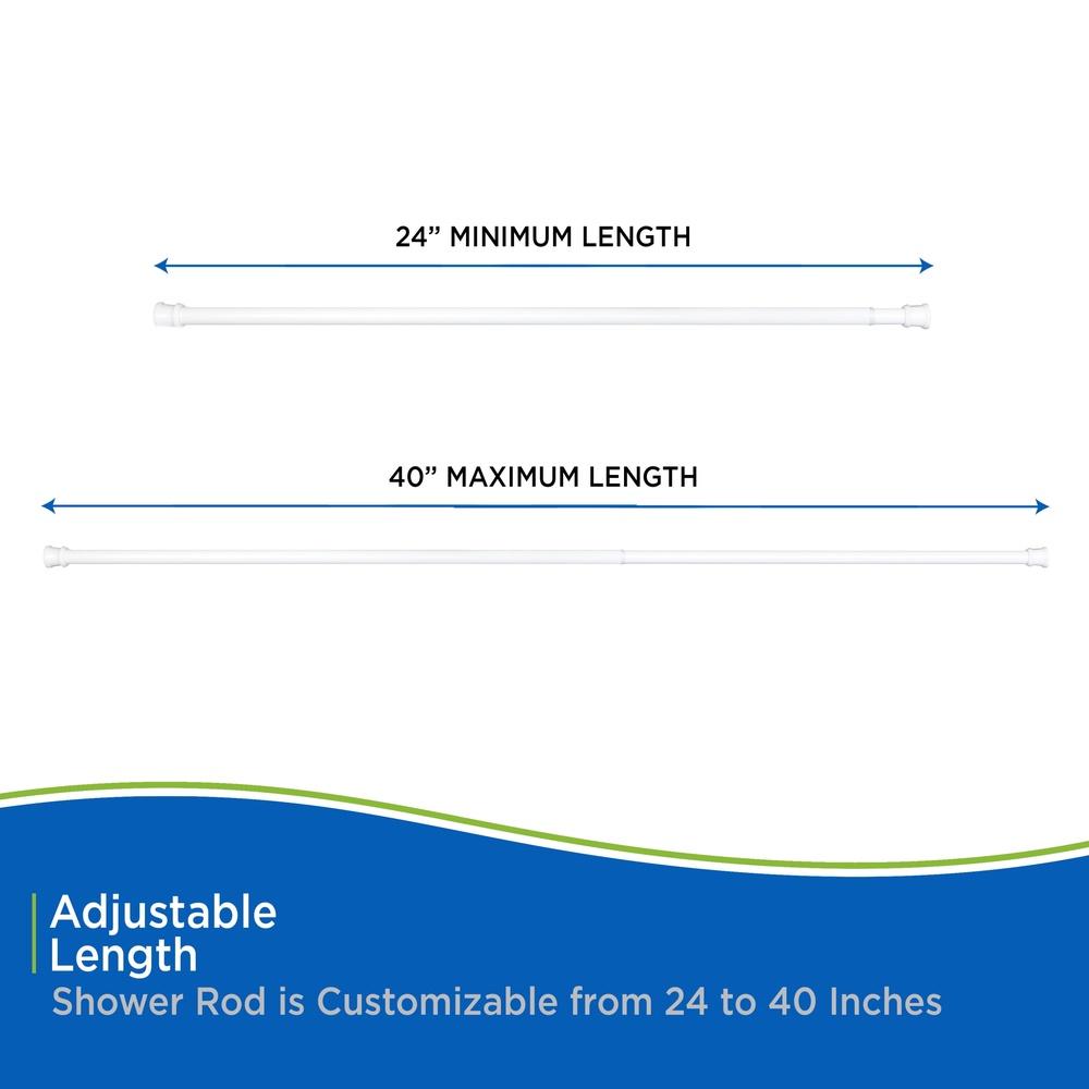 Twist Fit No Tools Adjustable Rust Resistant Steel Shower Curtain Rod 24-40 Inch Easy Install Non Scratch End Caps