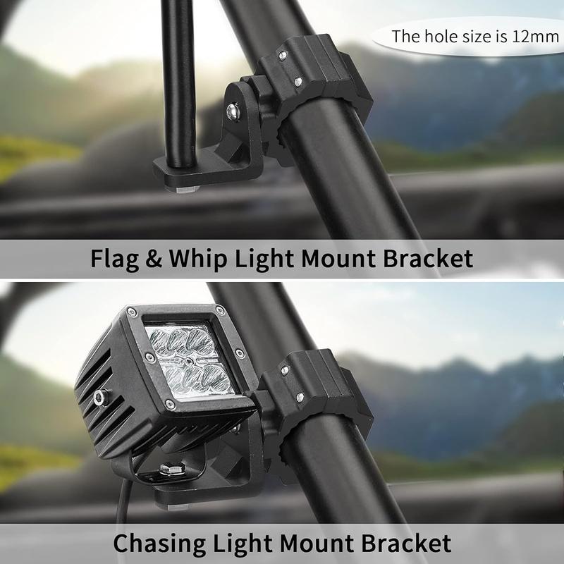 1.75"-2" UTV ATV Roll Cage Clamp Mount for LED Light Bar, 4WD Off-Road Accessories, Heavy Duty Aluminum Bracket, RZR Can-Am car
