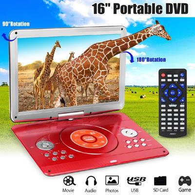 Reproductor de DVD portátil de 14 pulgadas, DVD multimedia con pantalla giratoria para juegos, TV, compatible con MP3, MP4, VCD, reproductor de CD para el hogar y el coche