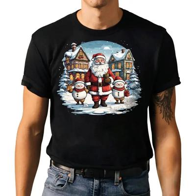Cute Christmas T Shirt Festive Santa Claus Snowunisex Holiday Apparel