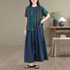 DIMANAF Plus Size Summer Pants Suits Women Sets Suits Loose Tops Shirts Long Pants Cotton Vintage Casual Clothing