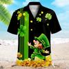 TEMU Y1 Men's Short Sleeve Cardigan Lapel Hawaiian Shirt Four Leaf Clover 1D Digital Printed Shirt