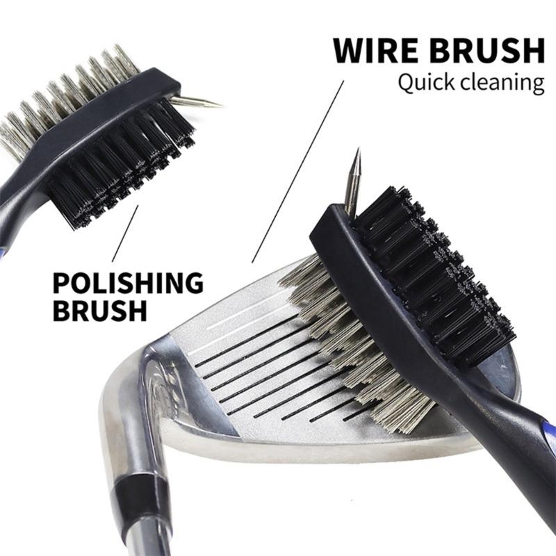 Golf Club Brush & Club Groove Cleaner Retractable Zip-line Carabiner, Lightweight, Ergonomic Design, Easily Attaches to