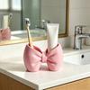 Small Creative Bow Pen And Toothbrush Holder Plastic, Freestanding, Ideal For Bedroom And Bathroom Decor, Bathroom Accessories