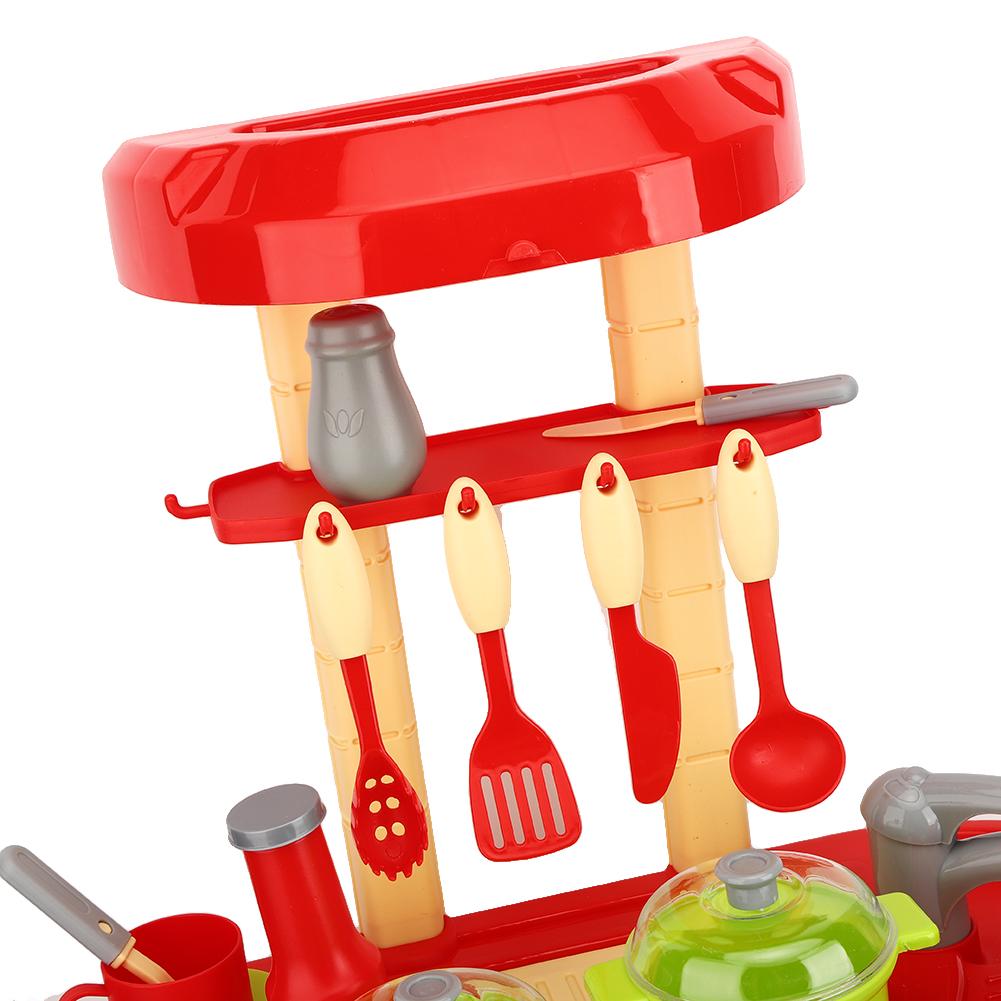 Simulation Kitchen Toy Set Children Cooking Tableware Toys with Light Sound Effect