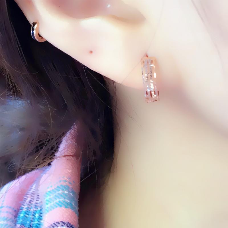 Purple Gold Circle Hollow Earrings Women'S Simple Temperament Personalized Design Rose Gold-Plated Earrings