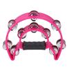 Musical Tambourine Half Moon Double Row Jingles Handheld Percussion Drum for KTV Party