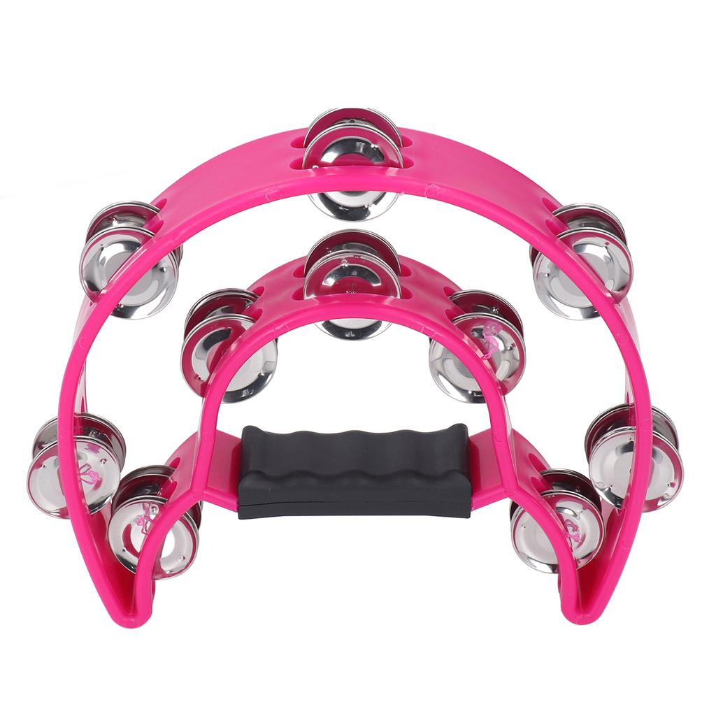 Musical Tambourine Half Moon Double Row Jingles Handheld Percussion Drum for KTV Party