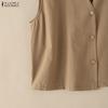 ZANZEA Women Casual V-Neck Solid Color Loose Sleeveless Cotton Tank Tops