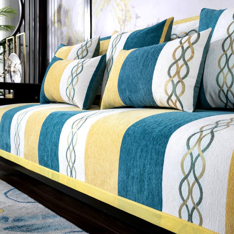 New Chinese Sofa Cushion Four Seasons Universal Non-Slip Light Luxury and Simplicity Modern Backrest Towel Chenille Cover Cloth Cover Cover