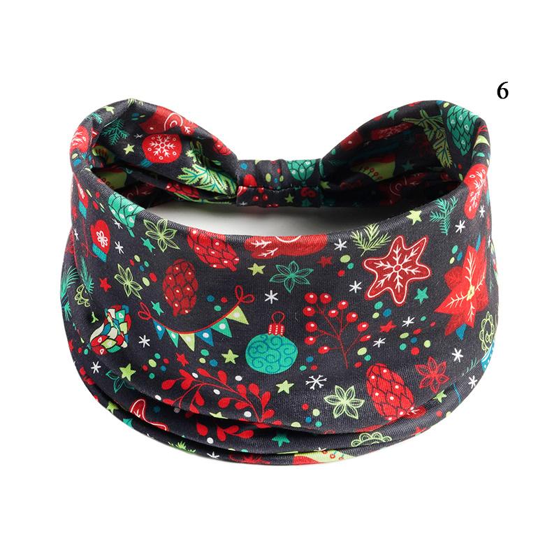 Christmas Printed Headband Sport Yoga Wide-brimmed Hairband Santa Claus Elk Elastic Hair Band Xmas Hair Accessories Headwear