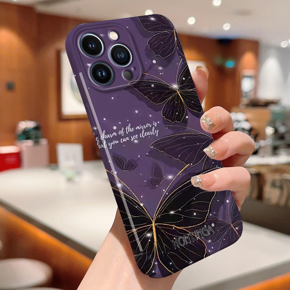 For iPhone 16 15 Samsung S23 S22 A13 A23 A52 A33 Huawei Honor Xiaomi Redmi OPPO Vivo Cartoon Colorful Butterflies Design Hard Shockproo Phone Case