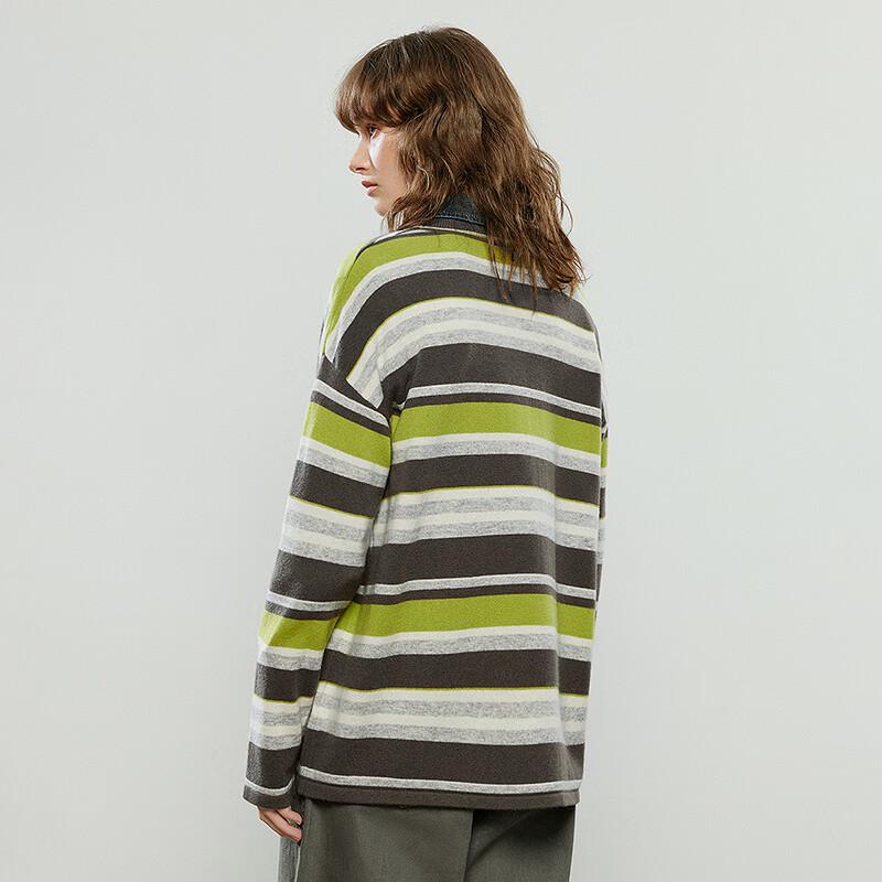Chuyu Women's Striped 100% Merino Wool Knit Top