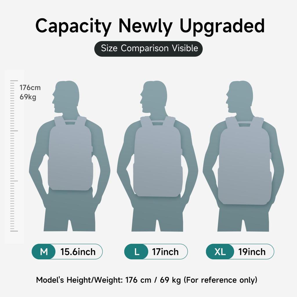 Tigernu Erweiterbarer Rucksack für Herren, 15,6–19 Zoll Laptop-Rucksäcke, männlicher Reiserucksack, 38 l, große Kapazität, Business-Tasche