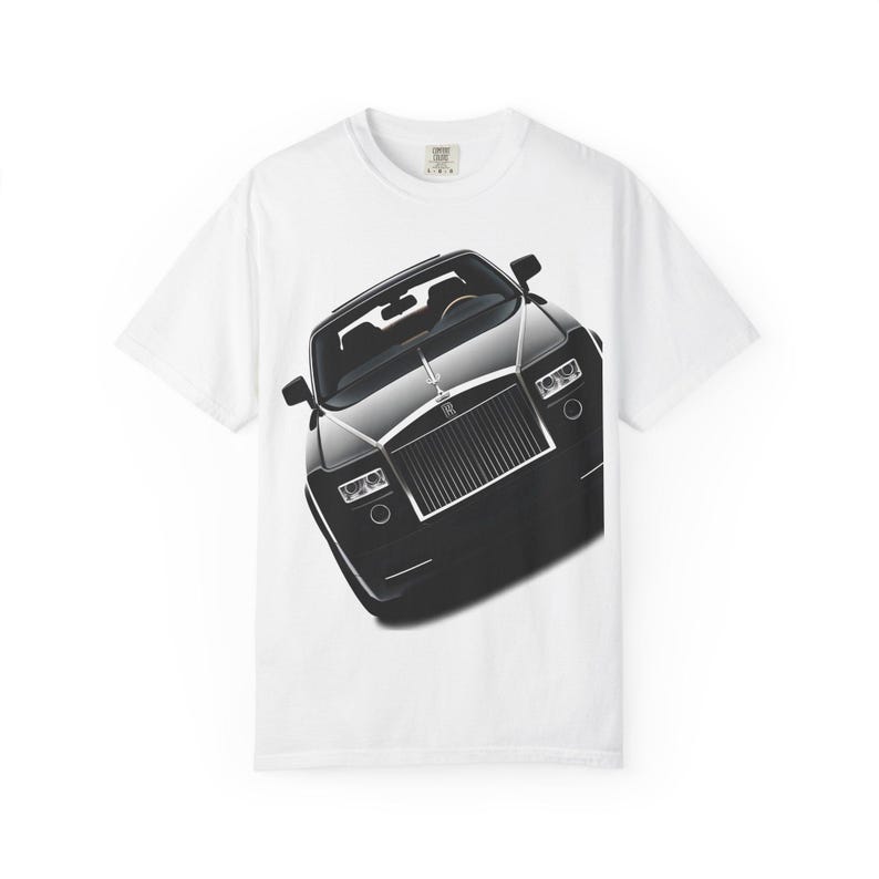 Rolls-Royce Phantom Luxury Car Front View Graphic Oversized Streetwear T-Shirt Top for Luxury Car Enthusiasts & Rolls-Royce Collectors 4XL