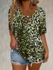 2026 Spring/Summer Plus Size Leopard Print Lace-up Short Sleeve Loose Women's Top