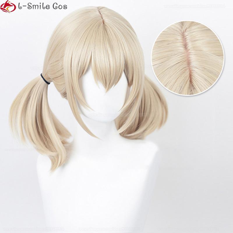 Scalp Azusawa Kohane Cosplay Wig 43cm Light Linen With Double Tail Heat Resistant Synthetic Wigs + Wig Cap