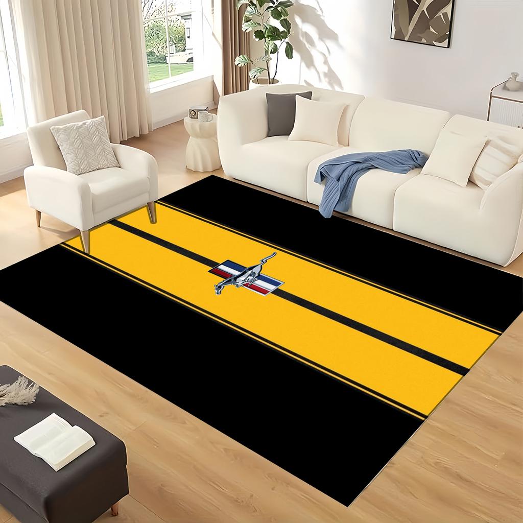 3D Mustang Racing Car Sign GTR Area Rug,Carpet Rug for Living Room Bedroom Sofa Doormat Decoration, Kids Play Non-slip Floor Mat