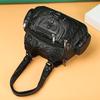 Trendy washed leather women's bag contrasting color bag shoulder crossbody portable soft leather large capacity multi-layer