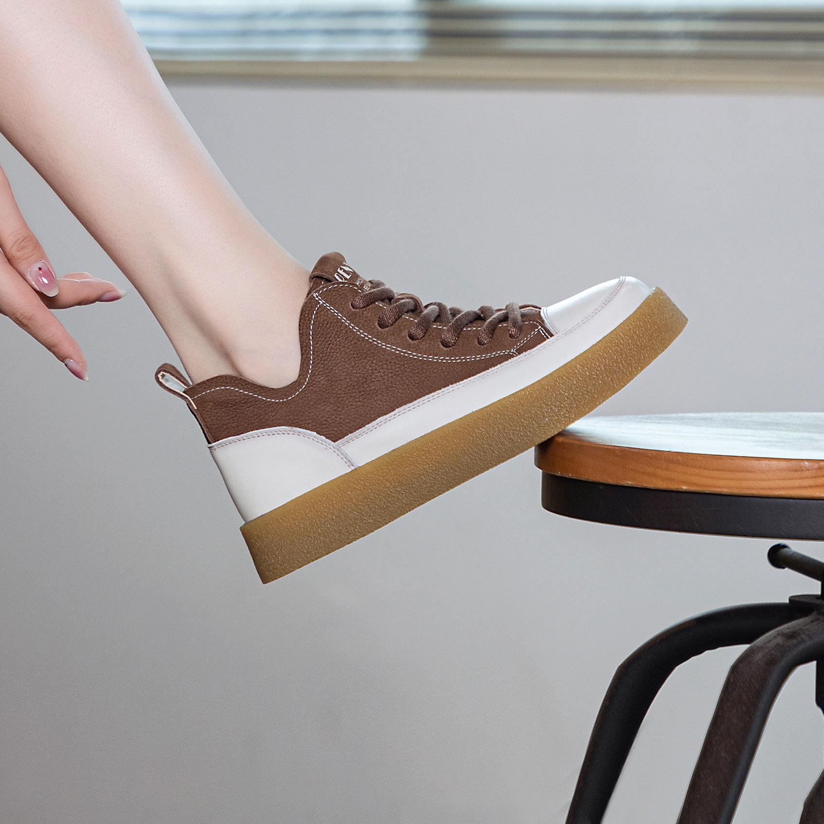 

Повседневная обувь одинарные туфли с круглым носком туфли с толстой подошвой 40 коричневый