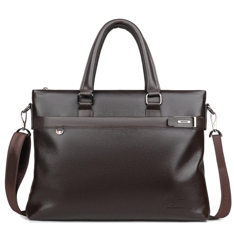 

Men s Genuine Leather Cowhide Laptop Crossbody Bag - Business Travel Trend кофейный