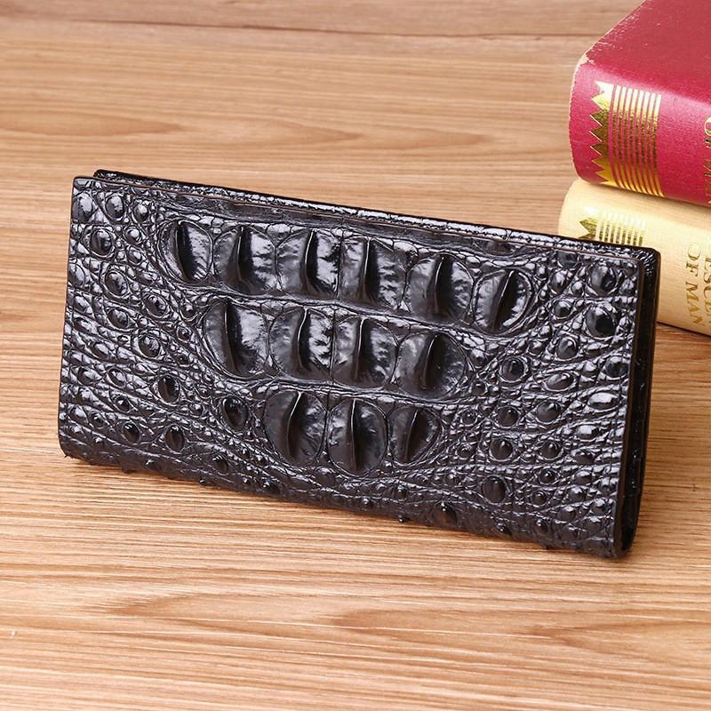Thailand Crocodile Leather Wallet Men's Long Two-fold Business Suit Clip Casual Handbag Multi-card Genuine Bone