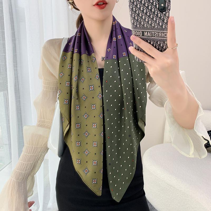 Spring Scarf Women's Luxury Design Polyester Material Smooth Scarf Soft Shawl Beach 90x90cm