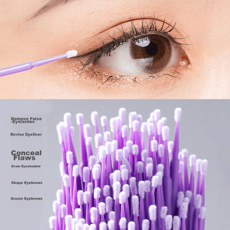 UPLUS Nano Cotton Swabs, Makeup Use, Thin and Small, 200 Pieces, Purple + Pink