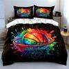 Vibrant Basketball Art Decor Set Kid'S And Adults' Bedroom Decor, Exquisite Three-Piece Bedding Set Gift