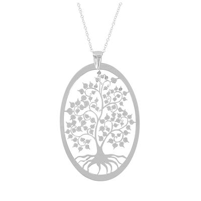 [P1918] - Silver 'Tree of Life' Silver Necklace (rhodium-plated)